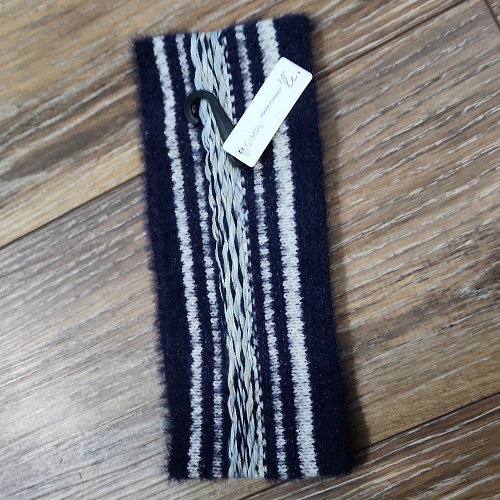 NWT Blue Cream Stripe Headband Ear Warmers Simply Noelle